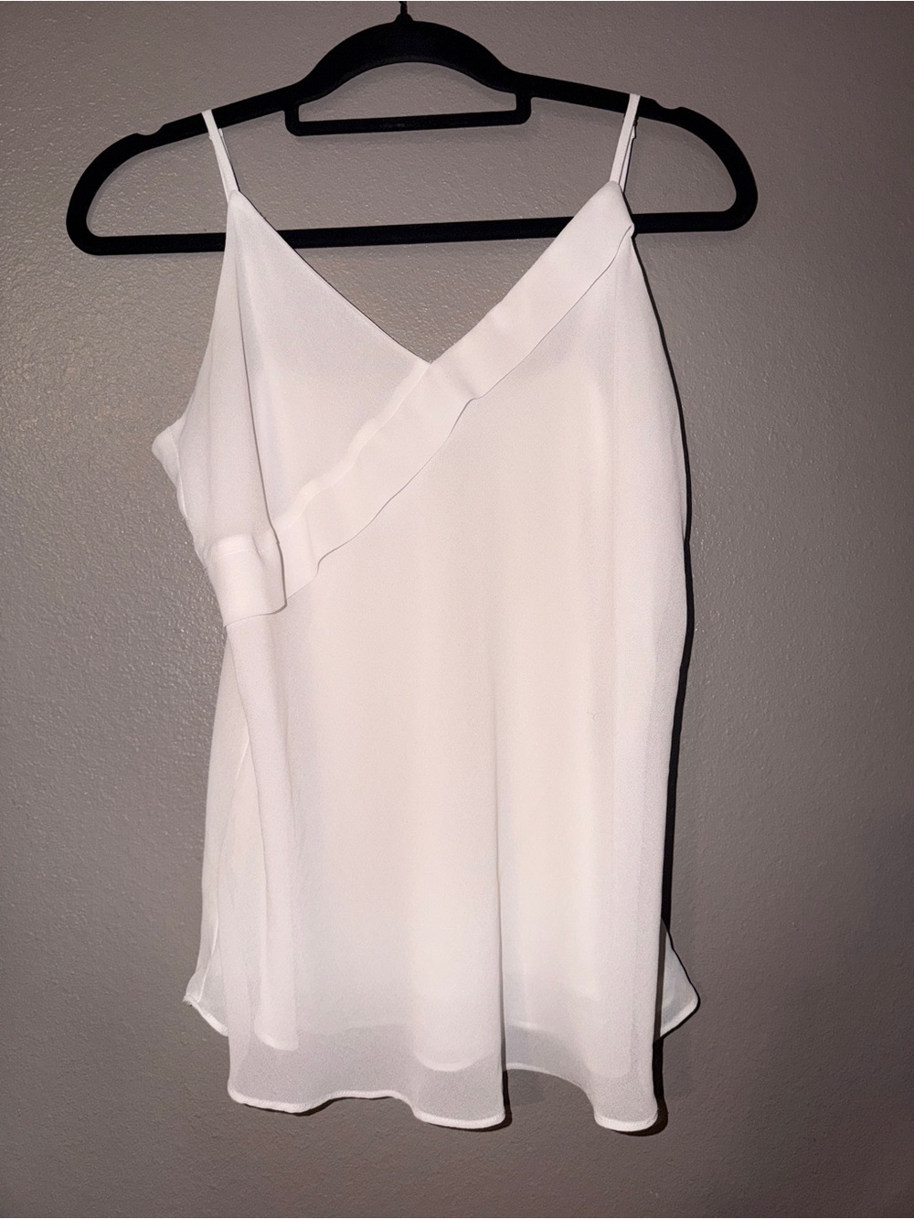 Naked Zebra White Ruffle-Trim Spaghetti Strap Camisole